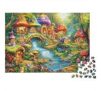 Mushroom Village Puzzles À Assembler 1000 Pièces Papier Recy airy Tale Adulte Puzzles Developing Enfants‘s Intelligence Jeu Éducatif for Family 38x26cm/1000pcs