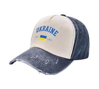 Mushroom068 Ukraine Est.1991 Independence Day Denim Casquette de baseball en coton Unisexe Patriotique Dad Hat, Noir , Taille unique