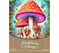 Mushrooms Cottages - Adult Coloring Book: An Ultimate Trip Companion | Stress Relieving Escape from Reality into a Fantastical World of Fungi Cottagecore