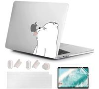 MUSHUI 4 en 1 Ultra-Mince Coque pour Macbook Air 13.6 Pouces M4 M3 M2 2022 2024 2025 Modèle A3240 A3113 A2681, Étui de Rigide Plastique & Protège Clavier pour MacBook Air 13 M4, Mignon Petit Ours 33
