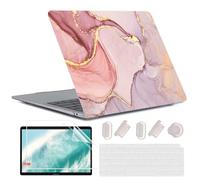 MUSHUI Coque Compatible avec MacBook Air 13 Pouces M1 A2337 A2179 A1932, [UV Printing] Plastique Case Rigide Étui Housse de Protection pour 2020 2019 2018 Air 13,3 Retina avec Touch ID, Marbre Rose 01