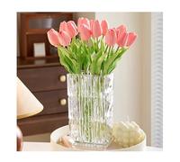 MUSHUI Lot de 20 tulipes artificielles en polyuréthane - Toucher réel - Pour la maison, le mariage, la fête, le véritable amour - Rose - 20 pièces