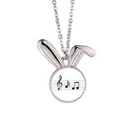 Music 5-le Staff Collier avec pendentif lapin Bleu Art déco
