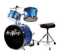 Music Alley Batterie Enfant 3 Pièces avec Tabouret et Cymbale, Bleu