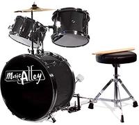 Music Alley Batterie Enfant 3 Pièces avec Tabouret et Cymbale, Noir