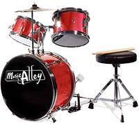 Music Alley Batterie Enfant 3 Pièces, Kit de Batterie Acoustique Junior Débutant avec Tabouret, Cymbale, Pédale et Baguettes, Rouge