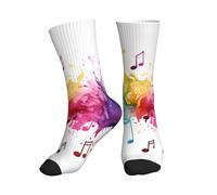 Music Art Chaussettes de sport respirantes pour homme et femme Motif note de musique Pour course à pied, marche, gym avec soutien de la voûte plantaire rembourré antidérapant EU 36-48, 1, Taille