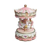 Music Box for Girls - 3 Horse Rotating Carousel Musical Gift for Christmas, Birthday, Party for Baby/Kids/Girls (Pink)