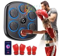 Music Boxing Machine, Appareil de Boxe Électronique Mural avec 2 Paires Gants, 9 Vitesses, 9 Modes D'entraînement, Comptage Intelligent, Soutien Bluetooth, Machine de Boxe Musicale Adultes et Enfants