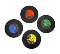 Music Coasters - 10 Cm / 3,94 Pouces Records Records Pour Boissons, 4pcs Retro Music Cup Mat, Record Design Cup Mat | Des Trousses Rondes Pour Les Plats Chauds Isolat Les Taches, Rejetez Sale Pour Tou