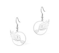 Music Dream Boucles d'oreilles et ailes d'ange Accessoires Piano Huitième Note Bijoux pour amoureux de chanteur Cadeaux musicains, One Size, Acier inoxydable, Pas de gemme