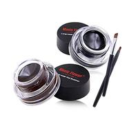 Music Flower Eyeliner, Gel EyeLiner Longue Durée Imperméable Noir et Marron Avec 2 Pinceaux, Facile à Appliquer Maquillage pour Les Yeux également Facile à Enlever, 0,21 once, Paquet de 2