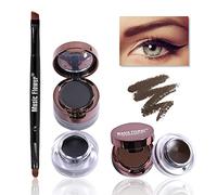 Music Flower Gel Eyeliner & Pommade Sourcil, Gel Pour Les Yeux de Maquillage Pour Les Yeux Longue Durée Waterproof Noir et Marron Avec Miroir de Brosse, 0,49 once, Paquet de 2
