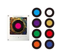 Music Fridge Magnet Rotating Vinyl Record Player with LED Light & Discs | Acrylic retro record player magnet features dynamic LED lights, 8-hour rechargeable battery, and 9 swappable music discs.