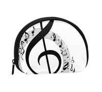 Music Full Format Imprimé Polyester Portable Mini Sac de Rangement Coquille Portefeuille Portefeuille Petit Coin Portefeuille Shell Sac de Rangement, Noir , Taille unique