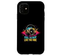 Music Headphones DJ Feel The Beat Live The Vibe Retro Sound Coque pour iPhone 11