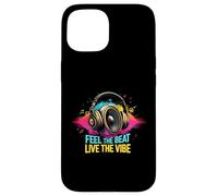 Music Headphones DJ Feel The Beat Live The Vibe Retro Sound Coque pour iPhone 15