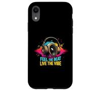 Music Headphones DJ Feel The Beat Live The Vibe Retro Sound Coque pour iPhone XR