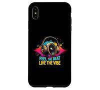 Music Headphones DJ Feel The Beat Live The Vibe Retro Sound Coque pour iPhone XS Max