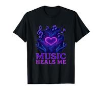 Music Heals Me Notes de musique spirituelles Thérapie sonore en forme de cœur T-Shirt