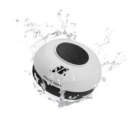 MUSIC HERO Haut-parleur 3W avec ventouse, touches pour la musique et les appels, microphone intégré et mains libres, protégé de l'eau pour une utilisation dans la douche.