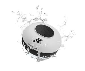 MUSIC HERO Haut-parleur 3W avec ventouse, touches pour la musique et les appels, microphone intégré et mains libres, protégé de l'eau pour une utilisation dans la douche.