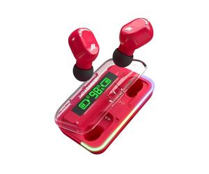 Music Hero TWS écouteurs sans Fil avec étui de Charge, écran LCD, Microphone intégré, Musique et appels Pendant 3 Heures, Commandes tactiles, Rose