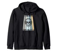 Music is Life Itself Casque rétro Motif crâne Sweat à Capuche