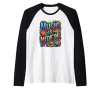Music is Medicine Motif cœur coloré Manche Raglan
