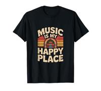 Music is My Happy Place Jukebox drôle rétro T-Shirt