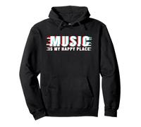 Music Is My Happy Place Retro Vintage Rock On Music Lover Sweat à Capuche