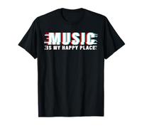 Music Is My Happy Place Retro Vintage Rock On Music Lover T-Shirt