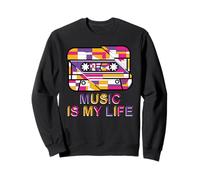 Music is My Life Cassette rétro Motif géométrique Sweatshirt