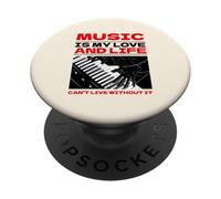 Music is My Love and Life (Graphique du Clavier) PopSockets PopGrip Adhésif