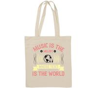 Music is the melody whose text is the world headphones Sac fourre-tout en coton naturel Blanc