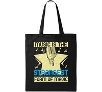 Music is The Strongest Form of Magic Artist Sac fourre-tout en coton écologique naturel Noir, Noir , Taille unique