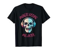 Music Keeps Me Alive Dead Skull Evil Halloween Love Music T-Shirt