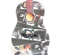 Music Legends Collection Guitare Miniature Noire 25cm - Photos des Beatles - Let it be