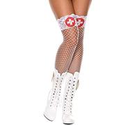 Music Legs Blanc Résille avec Croix-Rouge 1 Unité