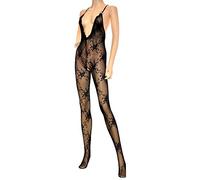 Music Legs Bodystocking en Dentelle avec Lanière Croisée