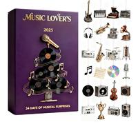 Music Lover 2025-2D Acrylic Decoration With Musical Element Pendants, Festive Countdown, Holiday Decor For Families For Home Christmas Tree Car Mirror Wall Window