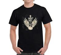 Music Lover Rock N Roll Guitar Wings Black Mens Shirt Black Manches Courtes(3X-Large)