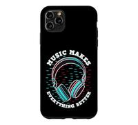 Music Makes Everything Better Retro Glitch Casque Audio Coque pour iPhone 11 Pro Max