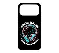 Music Makes Everything Better Retro Glitch Casque Audio Coque pour iPhone 17 Pro Max