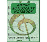 Music Manuscript Notebook: 100 Blank Staff Pages | Sheet Music Notebook For Students, Musicians, and Composers - 8.5 x 11 inch - 12 Staves | Staff Paper for Songwriting and Music Notation