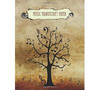 Music Manuscript Paper: Music Tree Brown Grunge Cover 12 Staves Blank Sheet Music Notebook Large Book