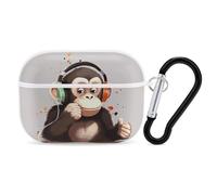 Music Monkey Coque pour AirPods Pro avec anneau porte-clés - Coque rigide en polycarbonate pour AirPods Pro 2e génération pour homme et femme - Facile à ouvrir - Style blanc