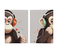 Music Monkey Étui de passeport de voyage avec emplacements pour cartes de crédit et fente pour carte d'embarquement pour voyage, carte d'identité familiale (20,3 x 13,7 cm)