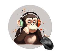 Music Monkey Tapis de souris rond à glissement lisse Tapis de souris de jeu extra densité portable confortable pour bureau, maison, bureau, 20 x 20 cm