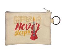 Music Never Stops Porte-clés avec logo guitare Beige